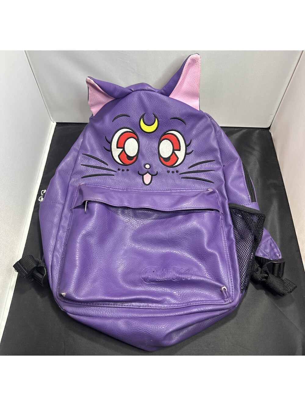 Sailor Moon 16” Faux Leather Purple Backpack Luna Cat Toei Animation Kids